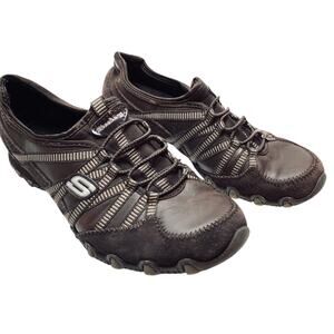 Skechers Womens Brown Slip On Leather Suede Athletic Sneakers Shoes sz 7
